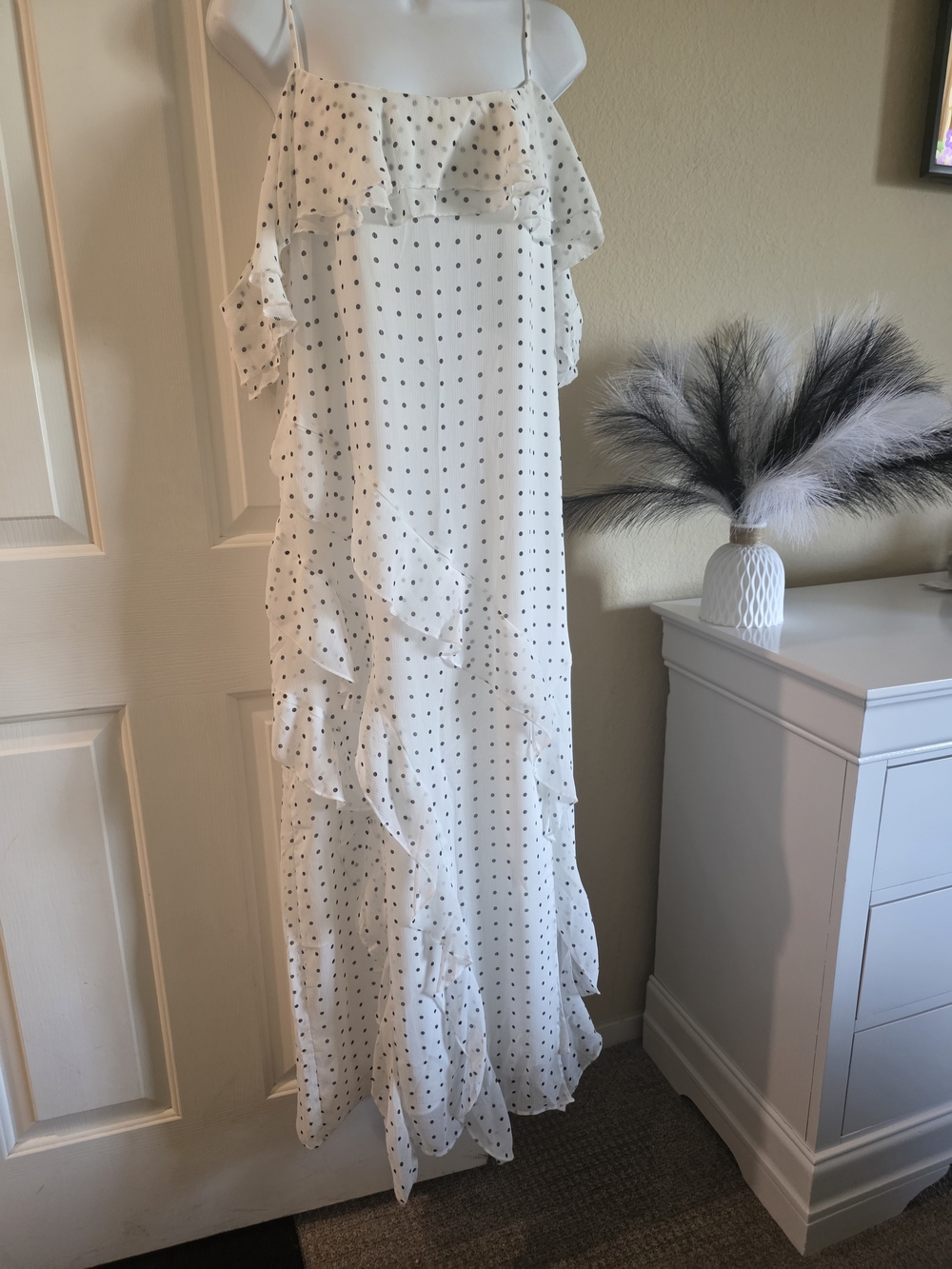 wild fable White Maxi Dress with Black Polka Dots